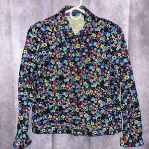 Women's Medium Mod Boho Hippie Corduroy Retro  Floral Jacket Y2K Festival